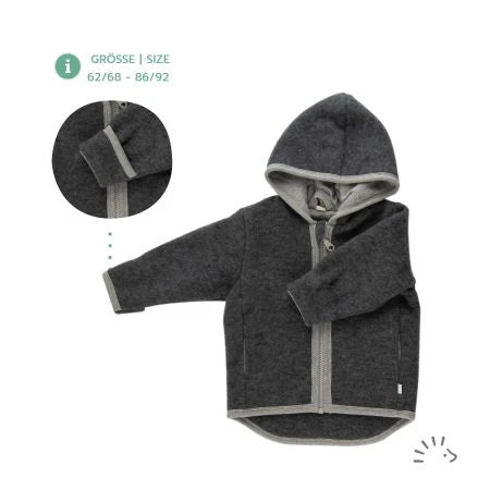 Popolini | Wollwalkjacke mit Kapuze GOTS | Anthrazit