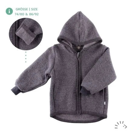 Popolini | Wollwalkjacke mit Kapuze | Anthrazit