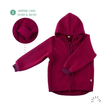 Popolini | Wollwalkjacke mit Kapuze | Bordeaux