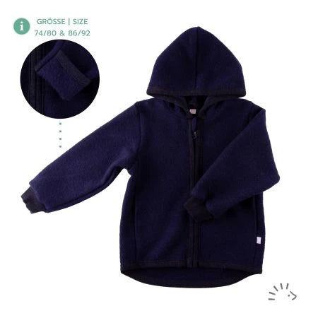 Popolini | Wollwalkjacke mit Kapuze | Dunkelblau